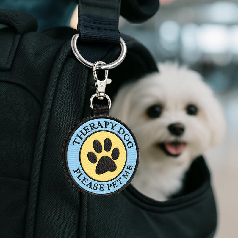 WORKINGSERVICEDOG.COM Therapy Dog ID Patch Tag - Double-Sided, Hangs from Therapy Dog Vest, Harness, or Leash - Image 4